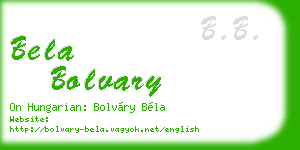 bela bolvary business card