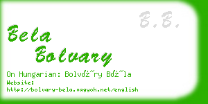 bela bolvary business card